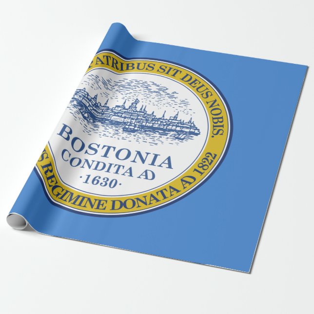 Papel De Presente Bandeira da Cidade de Boston (Massachusetts) (Desenrolado)