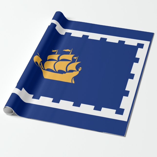 Papel De Presente Bandeira da Cidade do Quebec (Québec, Canadá) (Desenrolado)