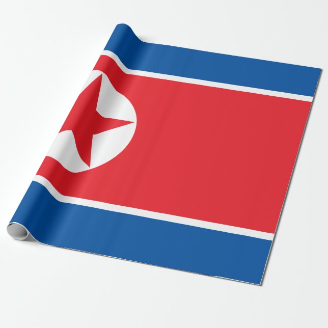 Papel De Presente Bandeira da Coreia do Norte (RPDC) (Desenrolado)