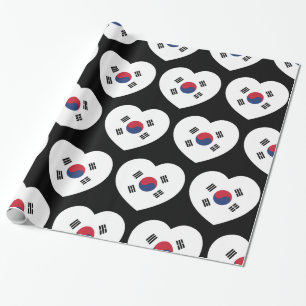 Papel De Presente Bandeira da Coreia do Sul Coração