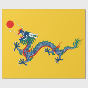 Papel De Presente Bandeira da Dinastia Qing da China (Dragão Chinês)