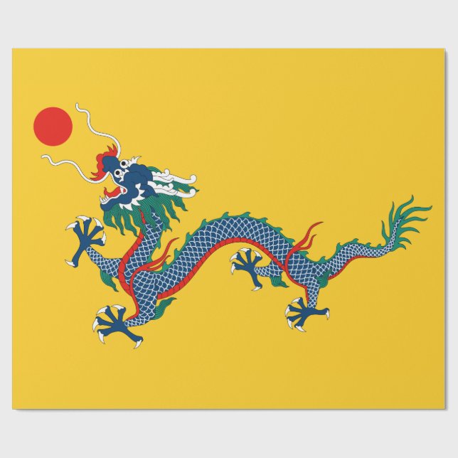 Papel De Presente Bandeira da Dinastia Qing da China (Dragão Chinês) (Aberto)