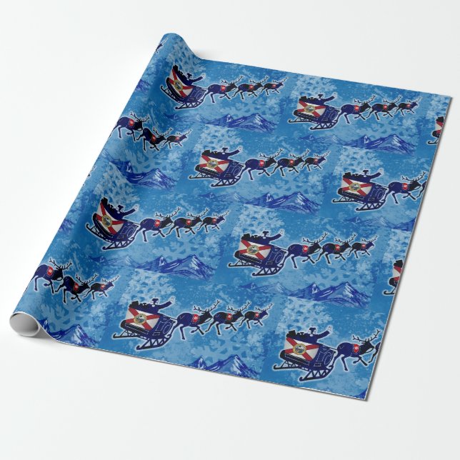 Papel De Presente Bandeira da Flórida Papais noeis de Natal (Desenrolado)