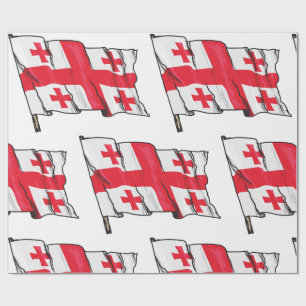 Papel De Presente Bandeira da Geórgia Ondulante Vermelha e Branca co