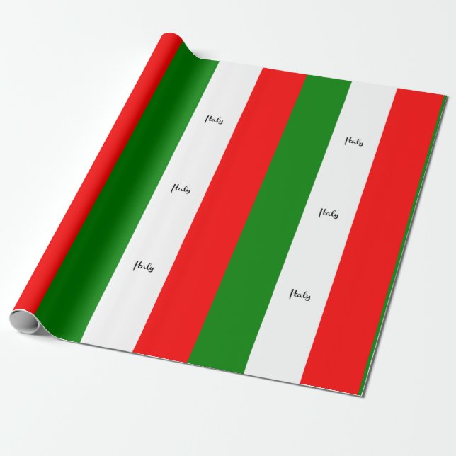 Papel De Presente Bandeira da Itália, rotulada (Desenrolado)