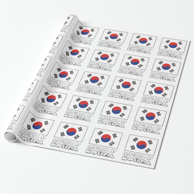 Papel De Presente Bandeira da República da Coreia do Sul Tiled (Desenrolado)