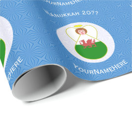 Papel De Presente Bandeira de Hanukkah do Anjo Galês Personalizada