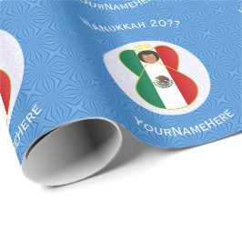 Papel De Presente Bandeira de Hanukkah do Anjo Mexicano Personalizad