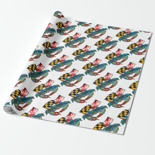 Papel De Presente Bandeira de Maryland do caranguejo azul