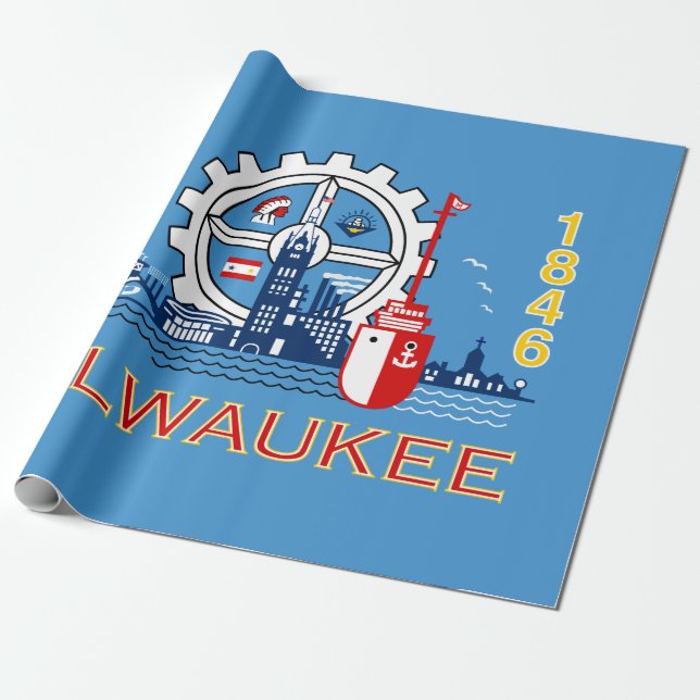 Papel De Presente Bandeira de Milwaukee (Wisconsin) (Desenrolado)