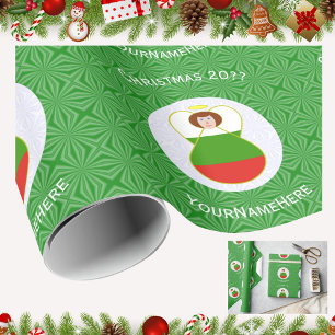Papel De Presente Bandeira de Natal Angel Personalizada Búlgara 