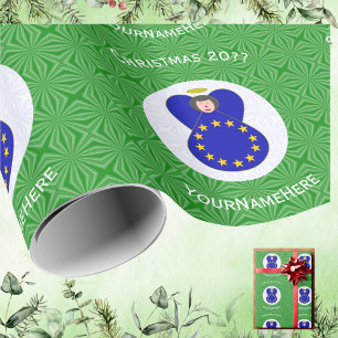 Papel De Presente Bandeira de Natal do Anjo da União Europeia Person
