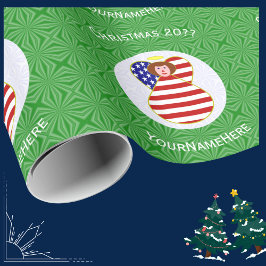 Papel De Presente Bandeira de Natal do Anjo Red Hair dos EUA Persona