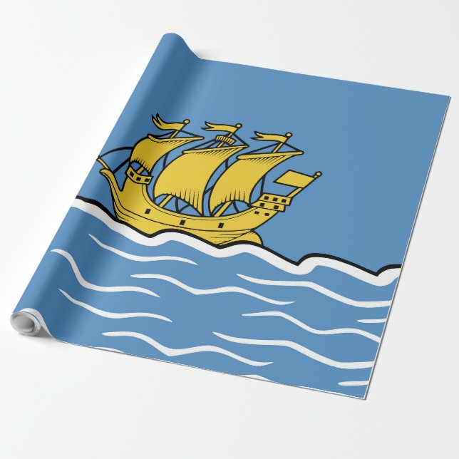 Papel De Presente Bandeira de Pierre e Miquelon santo (Desenrolado)