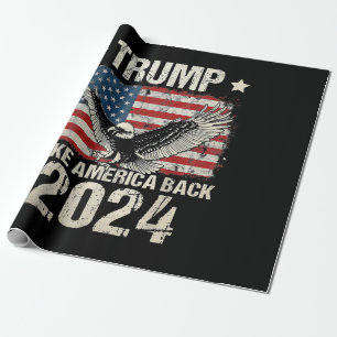 Papel De Presente Bandeira de Trump 2024 toma a América de volta hom