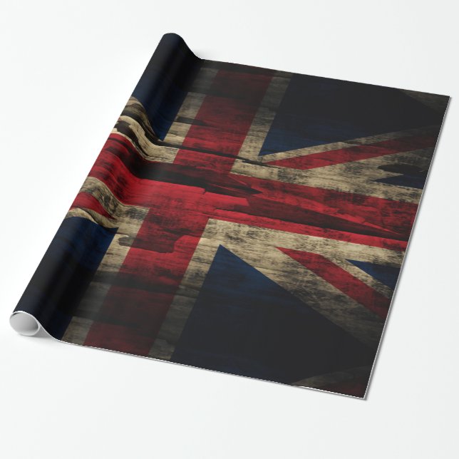 Papel De Presente Bandeira de Union Jack Ingleses do Grunge (Desenrolado)