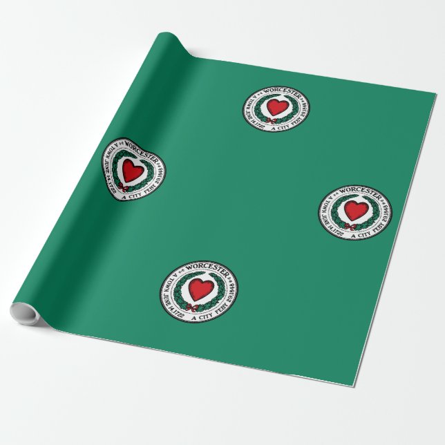 Papel De Presente Bandeira de Worcester, Massachusetts  (Desenrolado)