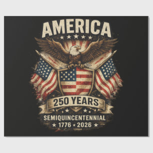 Papel De Presente Bandeira do Aniversário de 250 Anos da América EUA