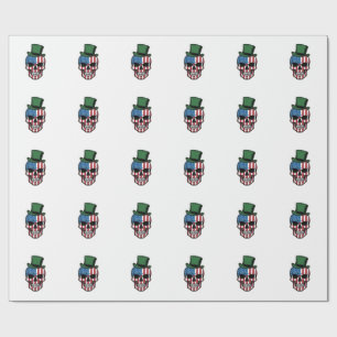 Papel De Presente Bandeira do Crânio do Trevo Vintage Design Vetoria