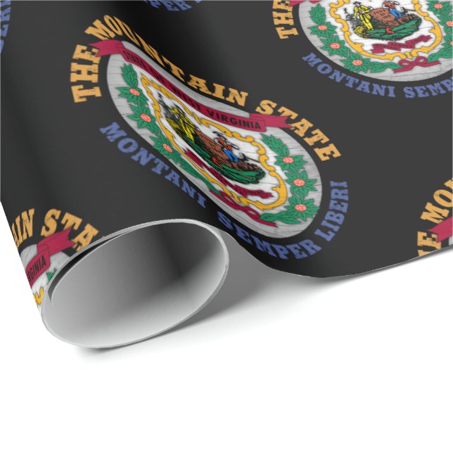 PAPEL DE PRESENTE BANDEIRA DO ESTADO DAS MONTANHAS DA VIRGÍNIA OCIDE (Ponta do rolo)