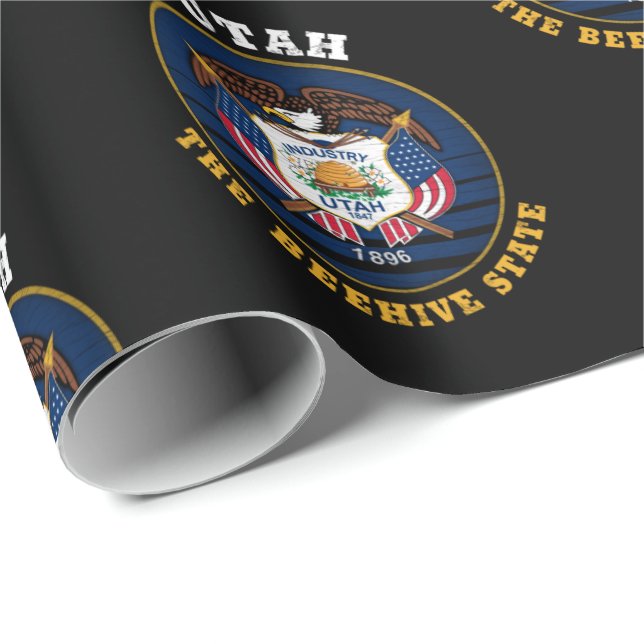 PAPEL DE PRESENTE BANDEIRA DO ESTADO DE UTAH BEEHIVE (Ponta do rolo)