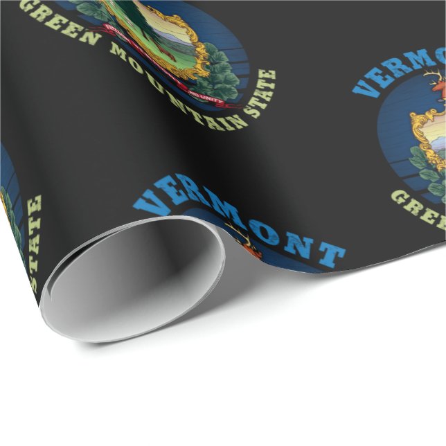 PAPEL DE PRESENTE BANDEIRA DO ESTADO DE VERMONT GREEN MOUNTAIN (Ponta do rolo)