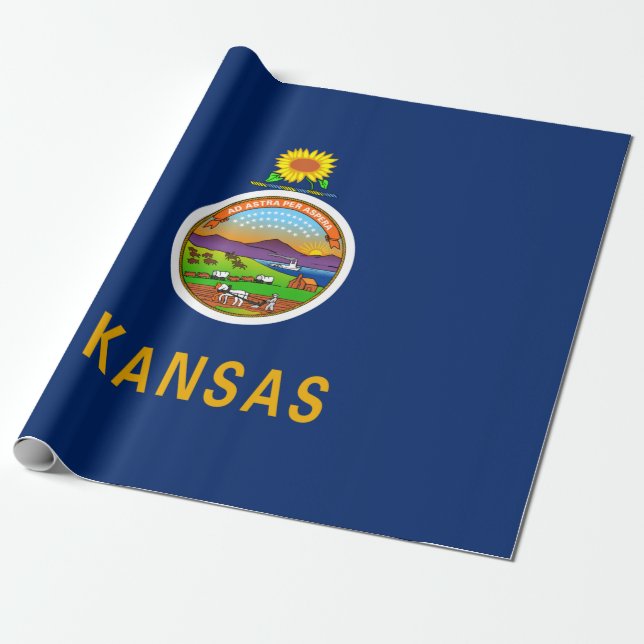 Papel De Presente Bandeira do Estado do Kansas (Desenrolado)