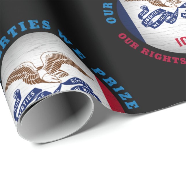 PAPEL DE PRESENTE BANDEIRA DO ESTADO IOWA HAWKEYE (Ponta do rolo)