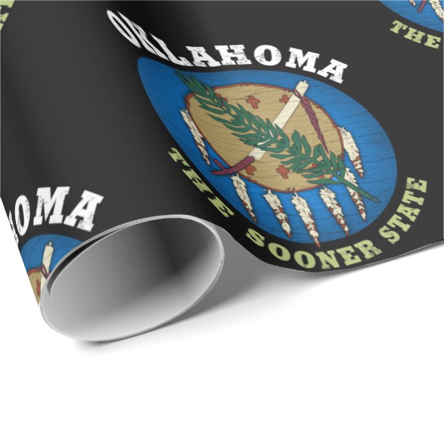 PAPEL DE PRESENTE BANDEIRA DO ESTADO OKLAHOMA SOONER (Ponta do rolo)
