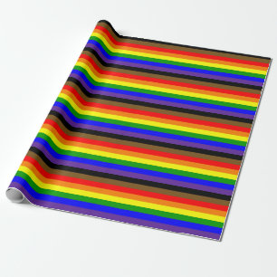 Papel De Presente Bandeira do Orgulho Arco-íris de Philadephia Horiz