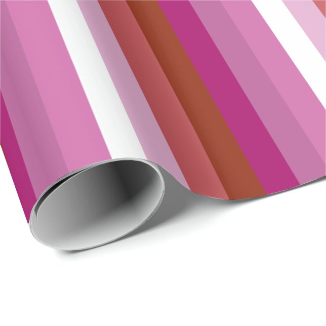 Papel De Presente Bandeira do Orgulho Lésbico Vertical (Ponta do rolo)