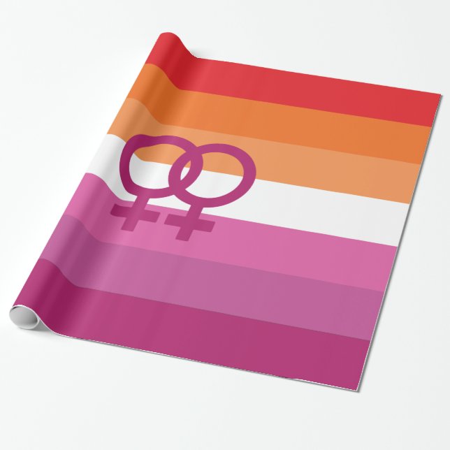 Papel De Presente Bandeira do Orgulho Lésbico WLW (Desenrolado)