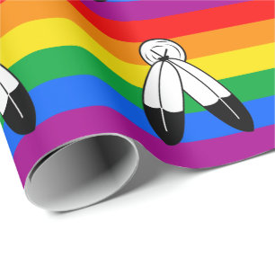 Papel De Presente Bandeira do Orgulho LGBTQ+ com Duas Espírito