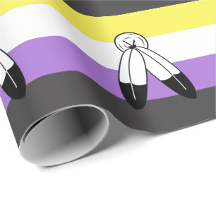 Papel De Presente Bandeira do Orgulho Não-Binário com Dois Espíri