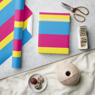 Papel De Presente bandeira do orgulho pansexual SlipperyJoe rosa âmb