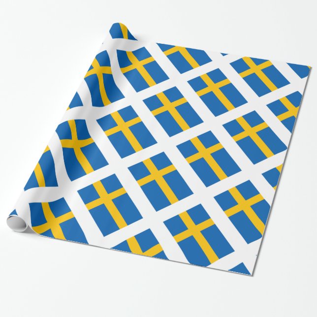 Papel De Presente Bandeira do sueco da suecia de Sverige (Desenrolado)