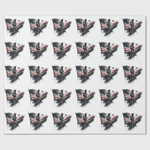 Papel De Presente Bandeira dos Estados Unidos. Bombeiro