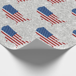 Papel De Presente Bandeira dos EUA Estrelas & Listras 4 de Julho Bri