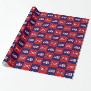 Papel De Presente Bandeira dos EUA & padrão da bandeira do Reino Uni