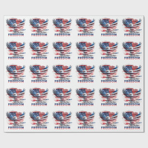 Papel De Presente Bandeira e águia dos Estados Unidos.Liberdade.