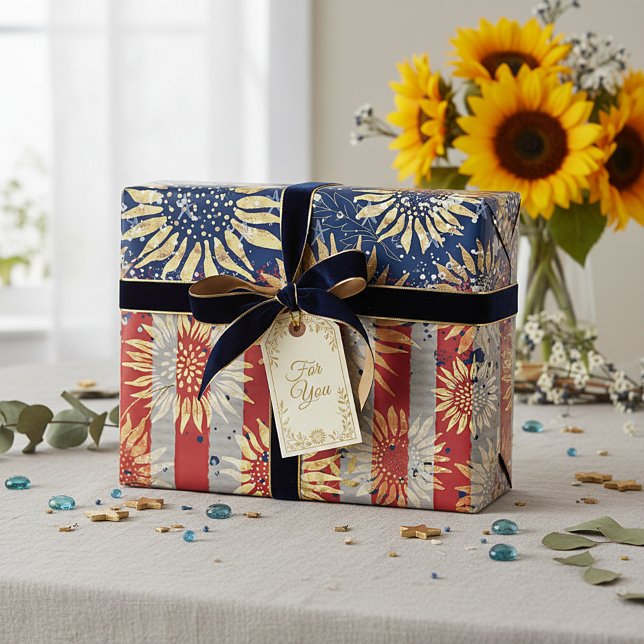 Papel De Presente Bandeira e girassóis (Criador carregado)