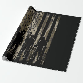 Papel De Presente Bandeira e Soldados da Camo-American de Bottomland