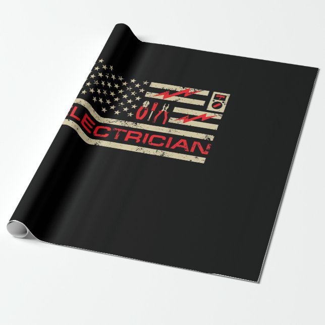Papel De Presente Bandeira Eletrônica Americana Patriótica Fars de N (Desenrolado)