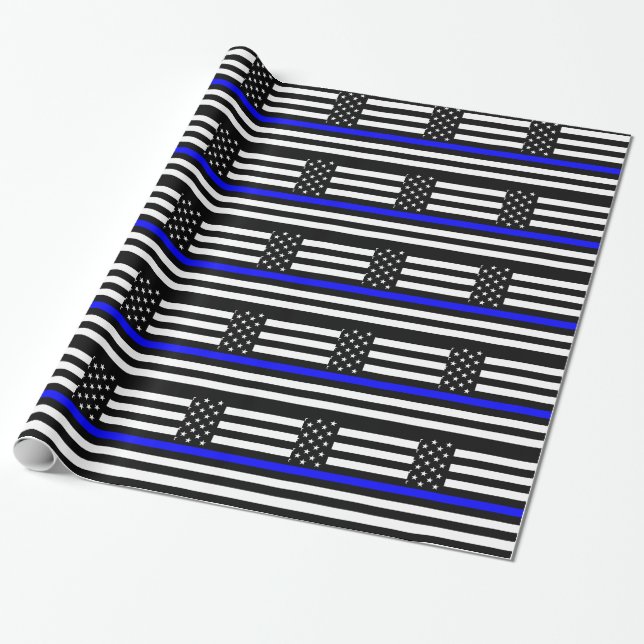 Papel De Presente Bandeira fina do memorial dos agentes da polícia (Desenrolado)