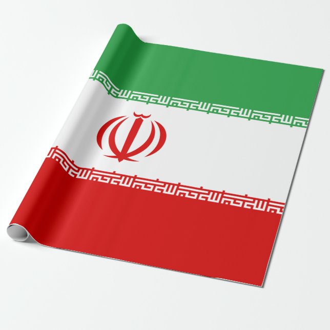 Papel De Presente Bandeira Iraniana (Irã) (Persa) (Desenrolado)