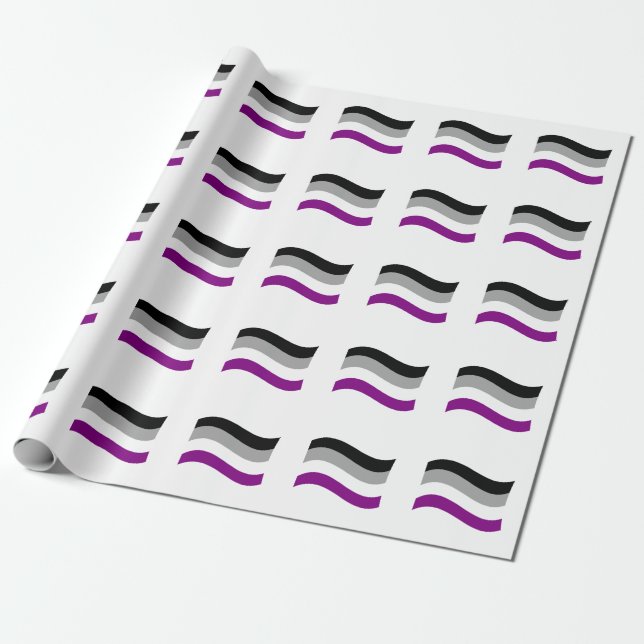Papel De Presente Bandeira Ondulada do Orgulho Assexual (Desenrolado)