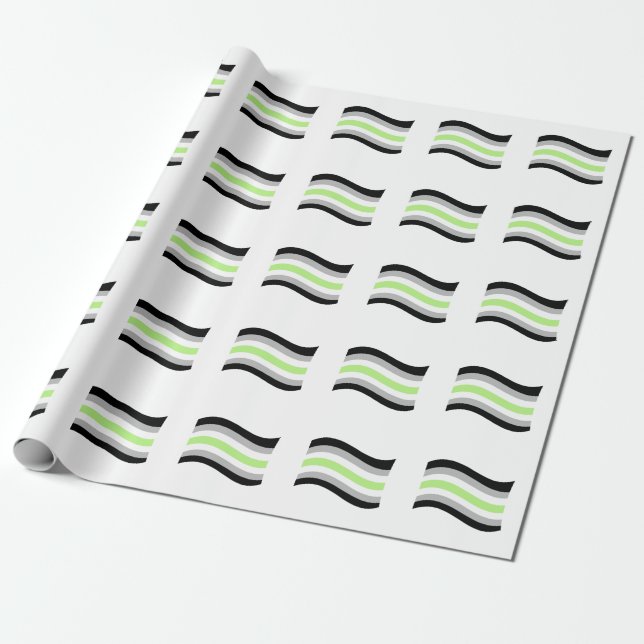 Papel De Presente Bandeira Ondulada Orgulho Agênero (Desenrolado)