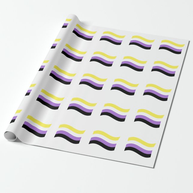Papel De Presente Bandeira Ondulante Não Binária (Desenrolado)