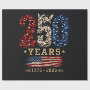 Papel De Presente Bandeira Patriótica Águia Americana 250 Anos