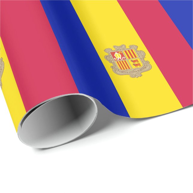 Papel De Presente Bandeira Patriótica Andorra (Ponta do rolo)